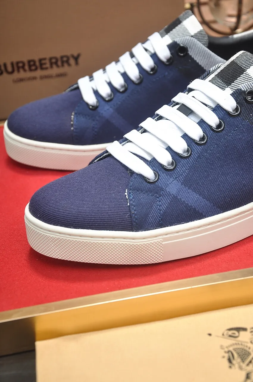 Men's shoes💰480💶[Burberry] (cowhide lining) classic low-top sneakers｜Imported cowhide with classic plaid fabric｜Cow leather lining｜Original outsole｜Fine workmanship and comfortable to wear Size: 38-44 (customized at 45)
